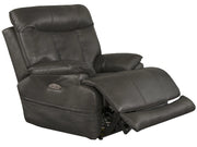 Catnapper Furniture Naples Power Headrest Power Lay Flat Recliner with Extended Ottoman in Steel - Sims Furniture