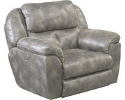 Catnapper Ferrington Power Headrest Power Lay Flat Recliner in Steel - Sims Furniture