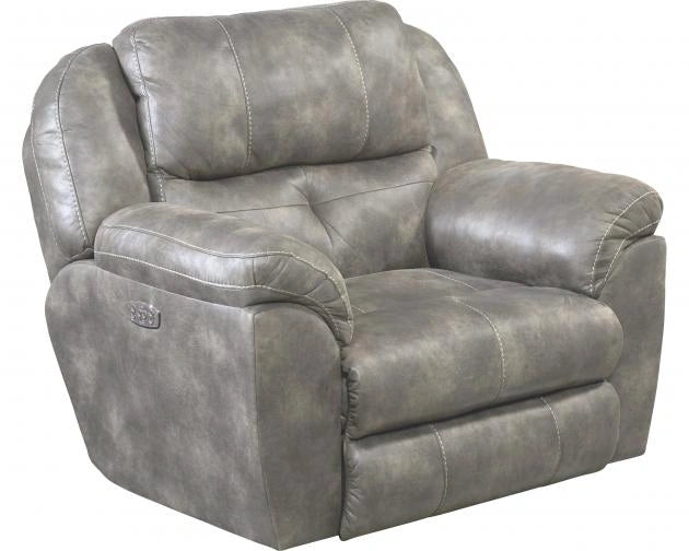 Catnapper Ferrington Power Headrest Power Lay Flat Recliner in Steel - Sims Furniture