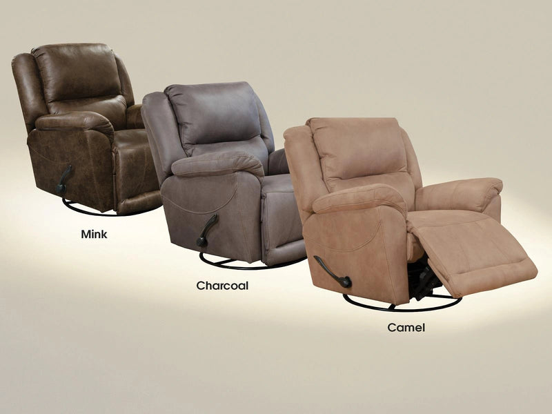 Catnapper Furniture Cole Chaise Swivel Glider Recliner in Charcoal - Sims Furniture