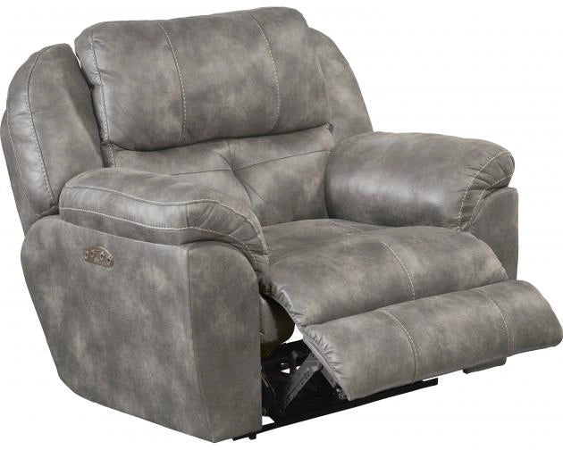 Catnapper Ferrington Power Headrest Power Lay Flat Recliner in Steel - Sims Furniture
