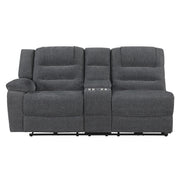 Redondo Laf Console Loveseat W/ 2 Recliners-Dk Gray