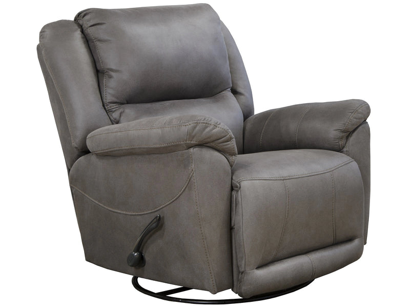 Catnapper Furniture Cole Chaise Swivel Glider Recliner in Charcoal - Sims Furniture