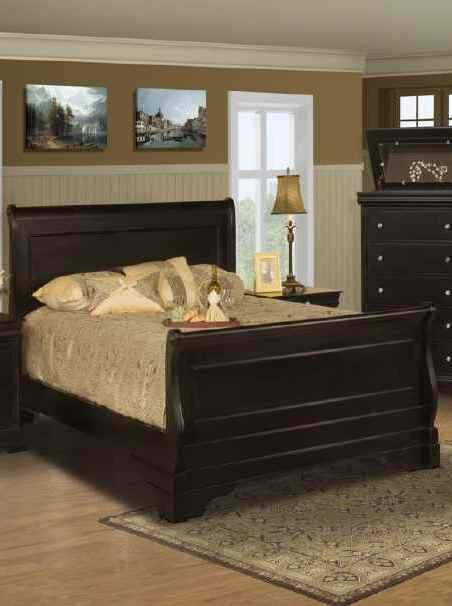 New Classic Belle Rose Eastern King Sleigh Bed in Black Cherry Finish - Sims Furniture