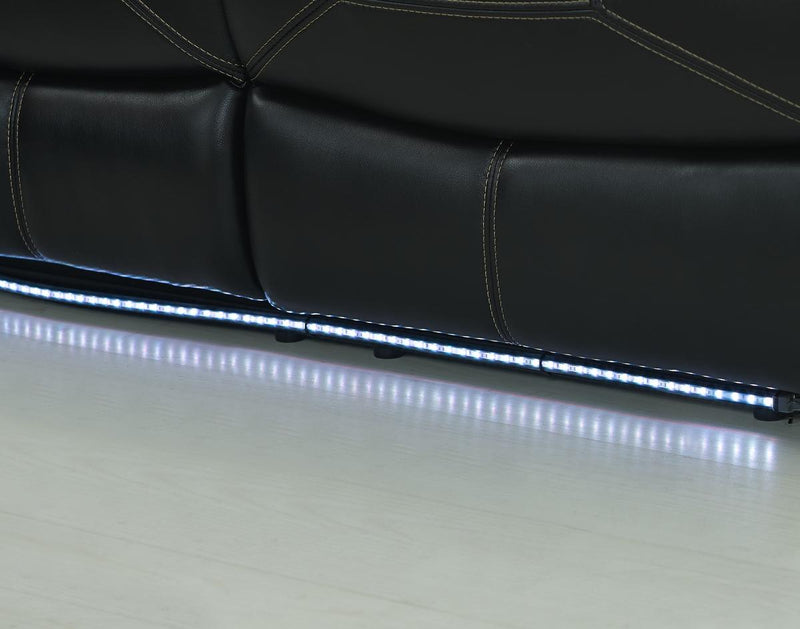 New Classic Flynn Power Sofa (Lights) in Premier Black - Sims Furniture