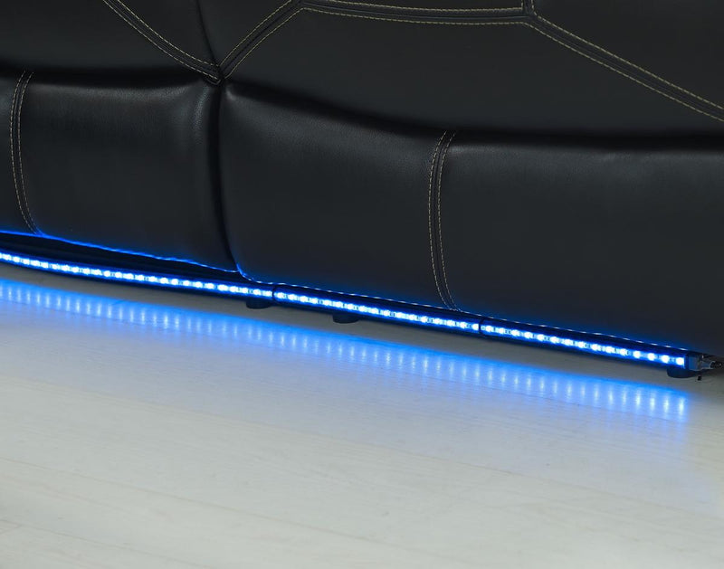 New Classic Flynn Power Sofa (Lights) in Premier Black - Sims Furniture