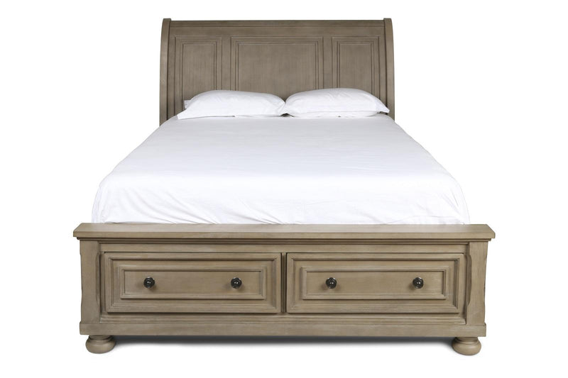 New Classic Furniture Allegra California King Storage Bed in Pewter - Sims Furniture