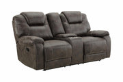 New Classic Furniture Anton Dual Recliner Console Loveseat in Chocolate - Sims Furniture