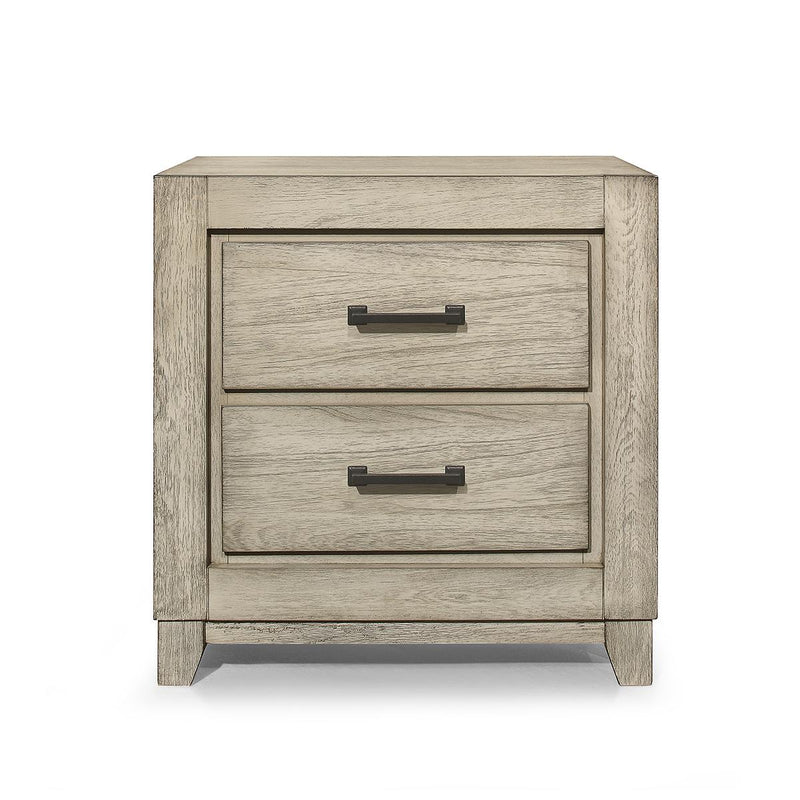 New Classic Furniture Ashland 2 Drawer Nightstand in Rustic White - Sims Furniture