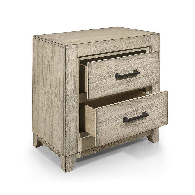 New Classic Furniture Ashland 2 Drawer Nightstand in Rustic White - Sims Furniture