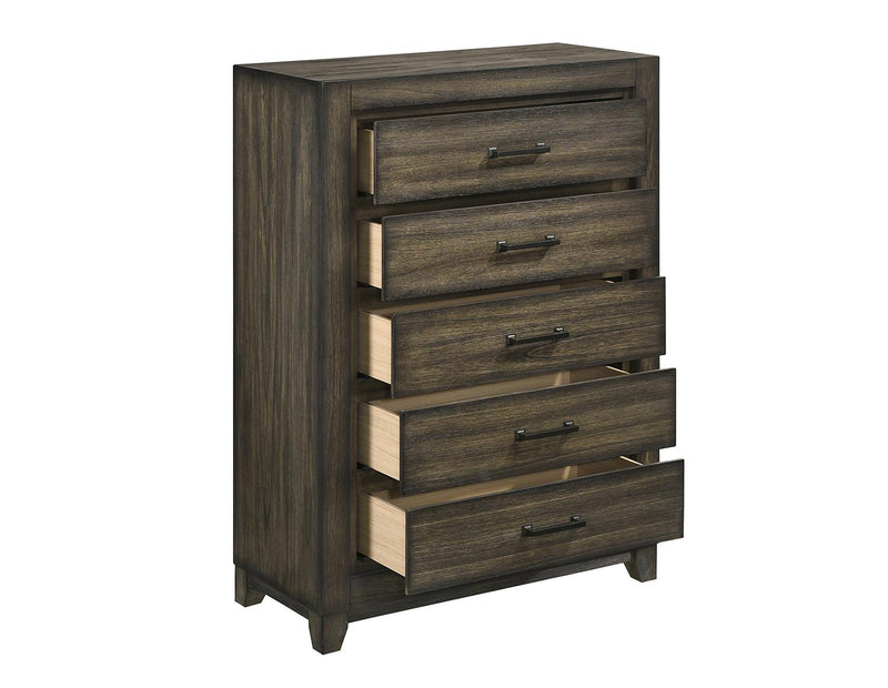 New Classic Furniture Ashland 5 Drawer Chest in Rustic Brown - Sims Furniture