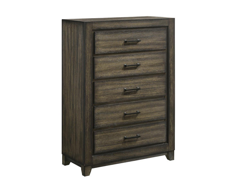 New Classic Furniture Ashland 5 Drawer Chest in Rustic Brown - Sims Furniture