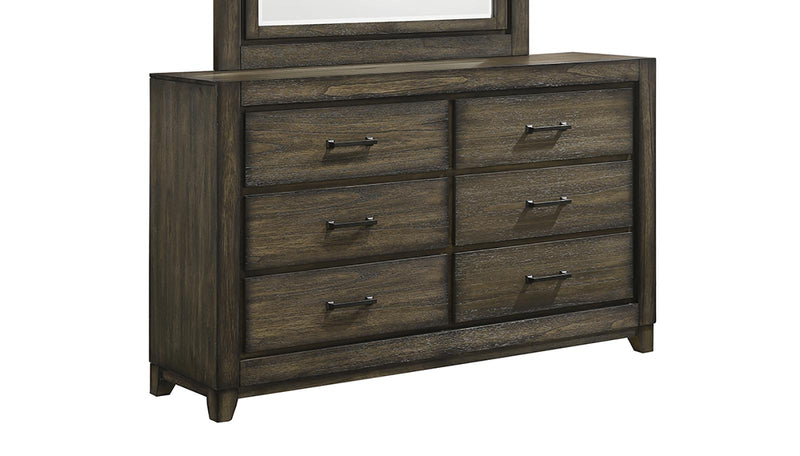 New Classic Furniture Ashland 6 Drawer Dresser in Rustic Brown - Sims Furniture