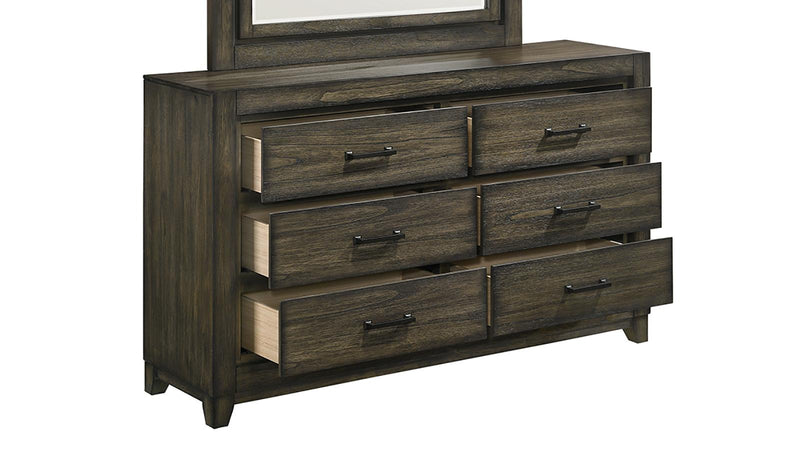 New Classic Furniture Ashland 6 Drawer Dresser in Rustic Brown - Sims Furniture