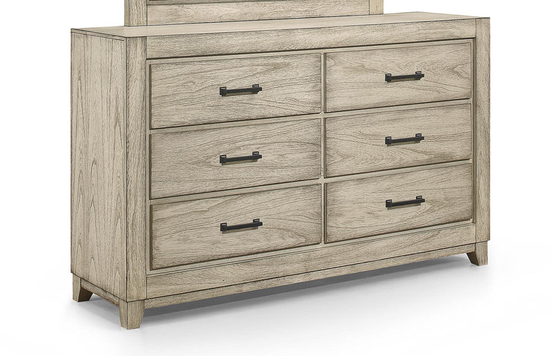 New Classic Furniture Ashland 6 Drawer Dresser in Rustic White - Sims Furniture