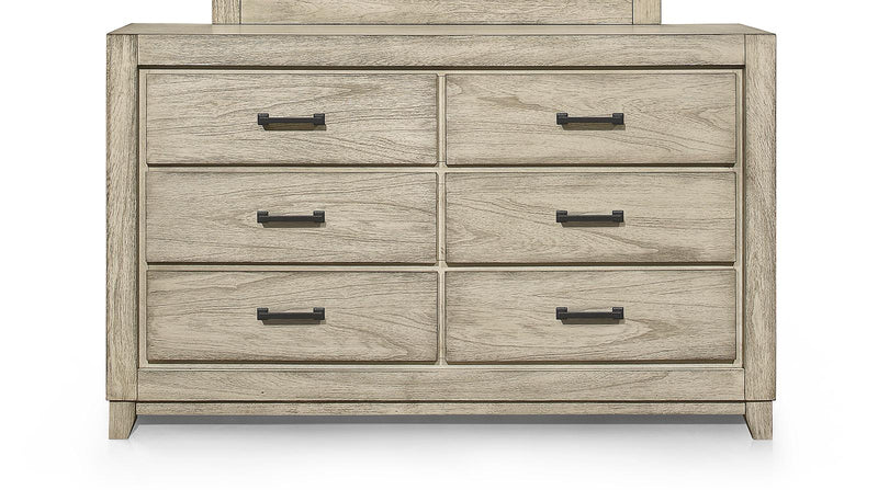 New Classic Furniture Ashland 6 Drawer Dresser in Rustic White - Sims Furniture