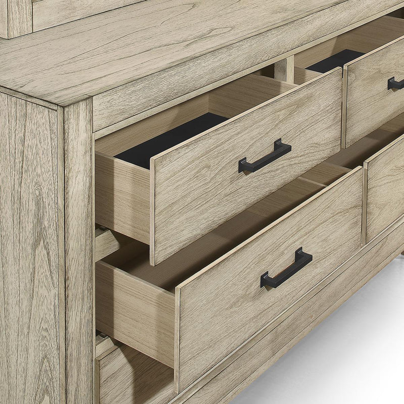 New Classic Furniture Ashland 6 Drawer Dresser in Rustic White - Sims Furniture
