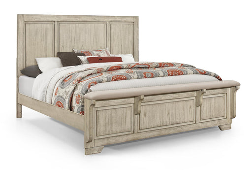 New Classic Furniture Ashland California King Panel Bed in Rustic White - Sims Furniture