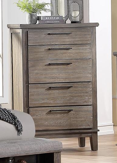 New Classic Furniture Cagney 5 Drawer Chest in Vintage Gray - Sims Furniture