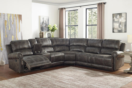 New Classic Furniture Calhoun 3pc Power Reclining Sectional in Walnut - Sims Furniture