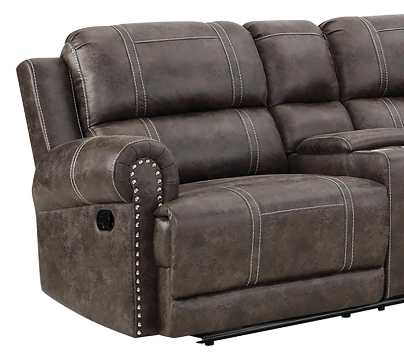New Classic Furniture Calhoun 3pc Reclining Sectional in Walnut - Sims Furniture