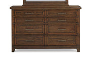 New Classic Furniture Fairfax 8 Drawer Dresser in Medium Oak - Sims Furniture