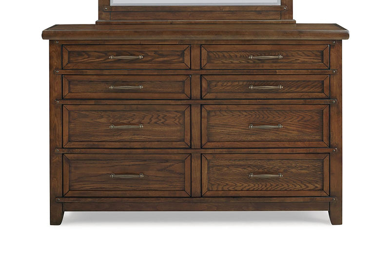 New Classic Furniture Fairfax 8 Drawer Dresser in Medium Oak - Sims Furniture