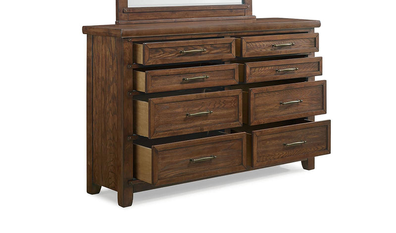 New Classic Furniture Fairfax 8 Drawer Dresser in Medium Oak - Sims Furniture