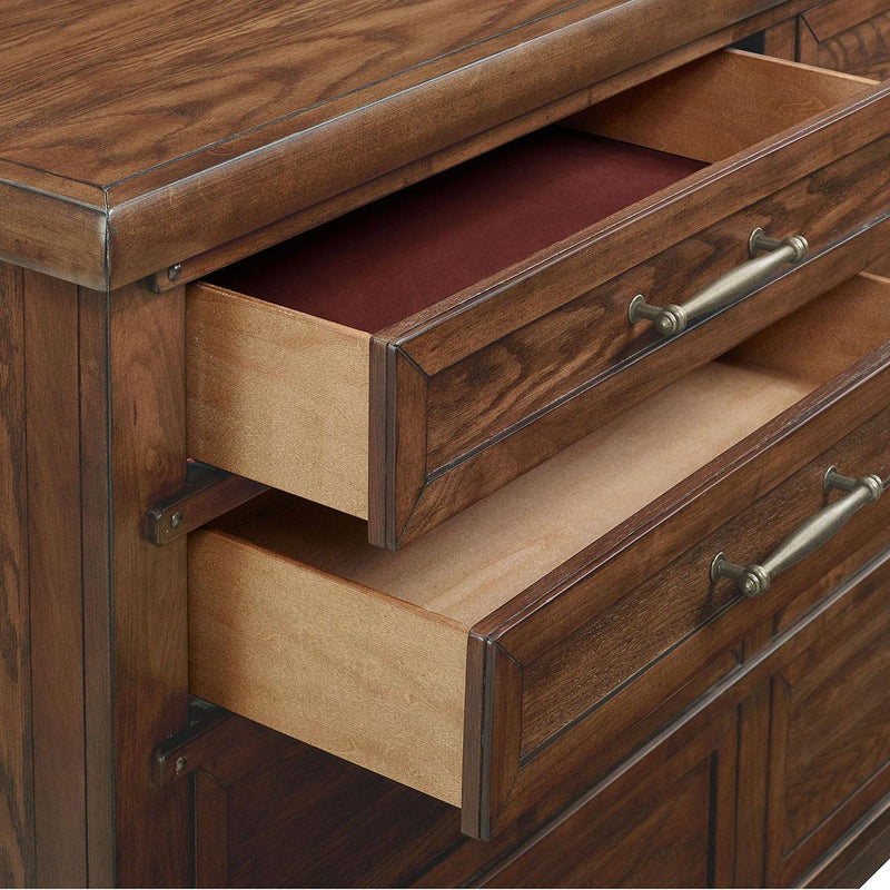 New Classic Furniture Fairfax 8 Drawer Dresser in Medium Oak - Sims Furniture