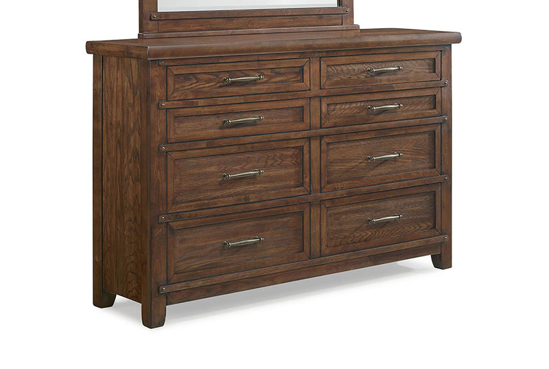 New Classic Furniture Fairfax 8 Drawer Dresser in Medium Oak - Sims Furniture