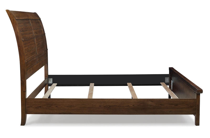 New Classic Furniture Fairfax King Panel Bed in Medium Oak - Sims Furniture