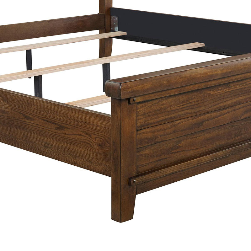 New Classic Furniture Fairfax King Panel Bed in Medium Oak - Sims Furniture