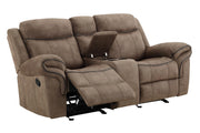 New Classic Furniture Harley Glider Console Loveseat with Power Footrest in Light Brown - Sims Furniture