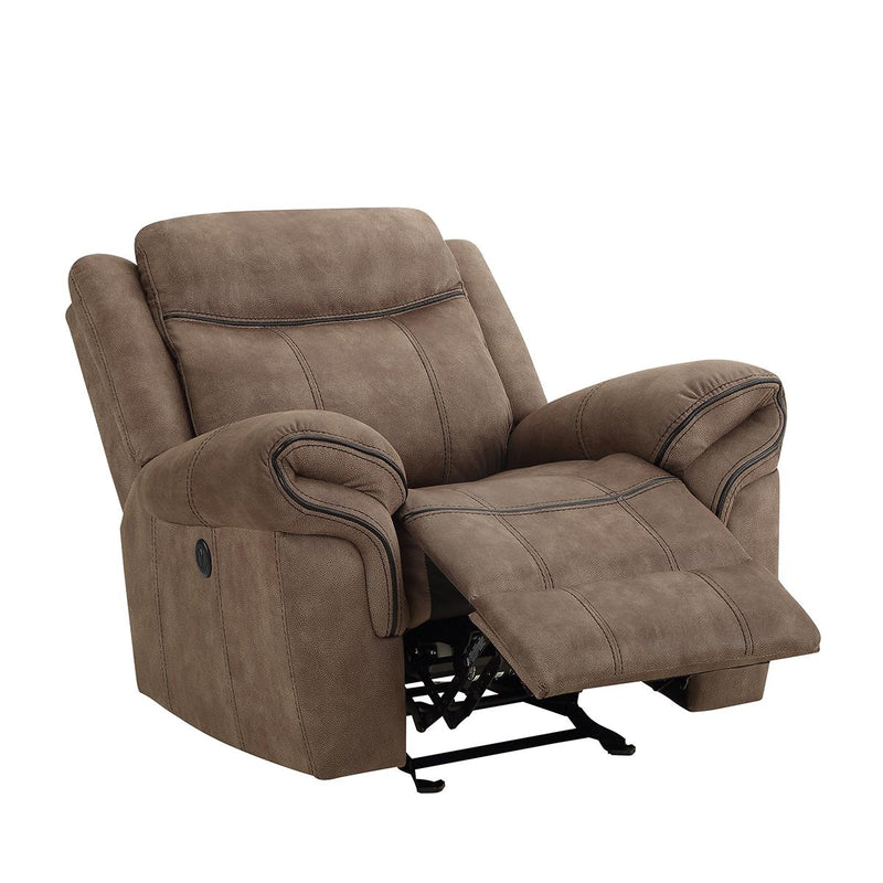 New Classic Furniture Harley Glider Recliner with Power Footrest in Light Brown - Sims Furniture