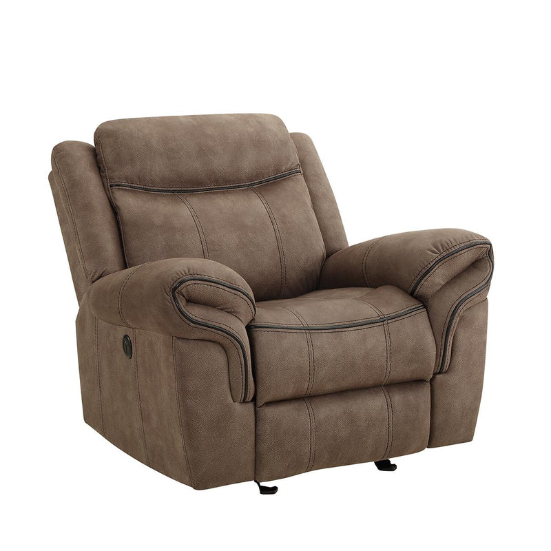 New Classic Furniture Harley Glider Recliner with Power Footrest in Light Brown - Sims Furniture