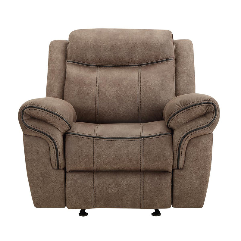 New Classic Furniture Harley Glider Recliner with Power Footrest in Light Brown - Sims Furniture