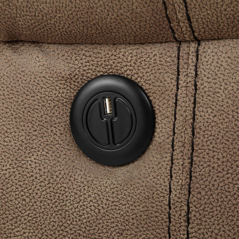 New Classic Furniture Harley Glider Recliner with Power Footrest in Light Brown - Sims Furniture