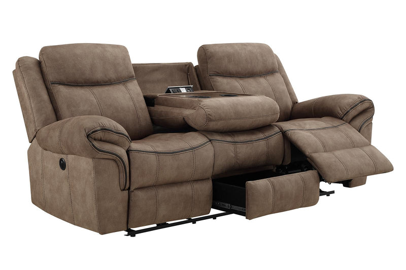 New Classic Furniture Harley Sofa with Power Footrest in Light Brown - Sims Furniture