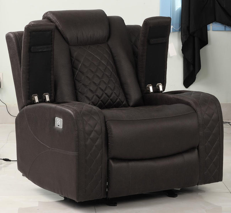 New Classic Furniture Joshua Glider Recliner in Dark Brown - Sims Furniture