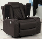 New Classic Furniture Joshua Glider Recliner with Power Headrest and Footrest in Dark Brown - Sims Furniture