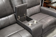 New Classic Furniture Linton Console Loveseat with Dual Recliners in Gray - Sims Furniture