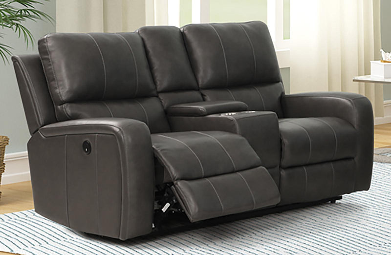New Classic Furniture Linton Console Loveseat with Dual Recliners in Gray - Sims Furniture