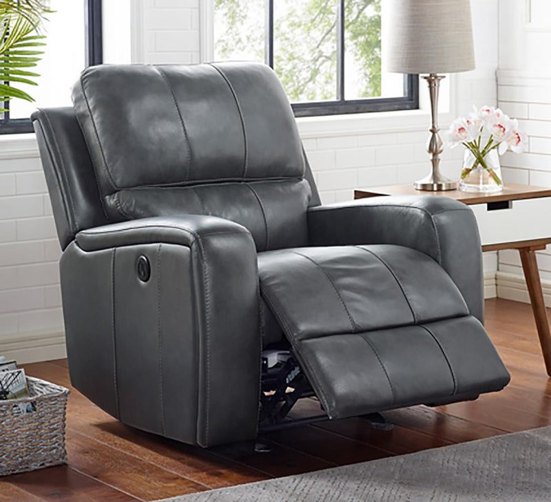 New Classic Furniture Linton Glider Recliner with Power Footrest in Gray - Sims Furniture