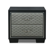 New Classic Furniture Luxor 2 Drawer Nightstand in Black/Silver - Sims Furniture