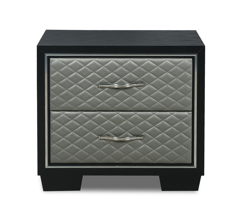New Classic Furniture Luxor 2 Drawer Nightstand in Black/Silver - Sims Furniture