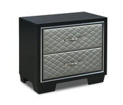 New Classic Furniture Luxor 2 Drawer Nightstand in Black/Silver - Sims Furniture