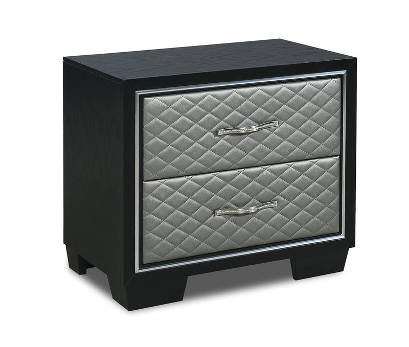 New Classic Furniture Luxor 2 Drawer Nightstand in Black/Silver - Sims Furniture