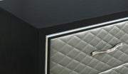 New Classic Furniture Luxor 2 Drawer Nightstand in Black/Silver - Sims Furniture