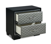 New Classic Furniture Luxor 2 Drawer Nightstand in Black/Silver - Sims Furniture