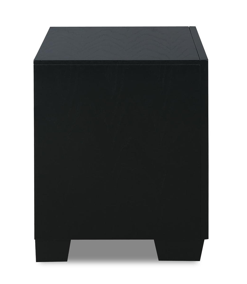 New Classic Furniture Luxor 2 Drawer Nightstand in Black/Silver - Sims Furniture
